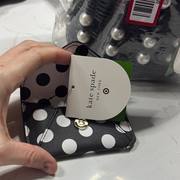 Kate Spade Black and White Pearl Bag with Polka Dot Card Holder - Picture 2 of 5